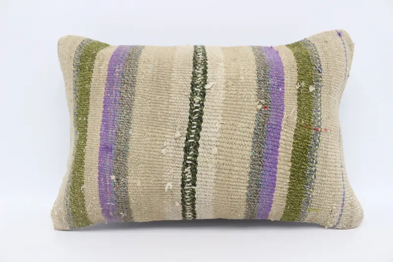 Kilim Cushion Sham, 16x24 Purple Cushion Case, Vintage Kilim Throw Pillow, Tribal Cushion Case, Pillow for Couch, Pillow Sham - 1