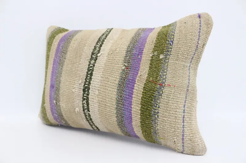 Kilim Cushion Sham, 16x24 Purple Cushion Case, Vintage Kilim Throw Pillow, Tribal Cushion Case, Pillow for Couch, Pillow Sham - 4