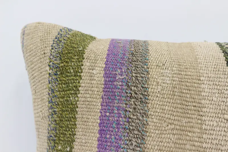 Kilim Cushion Sham, 16x24 Purple Cushion Case, Vintage Kilim Throw Pillow, Tribal Cushion Case, Pillow for Couch, Pillow Sham - 2
