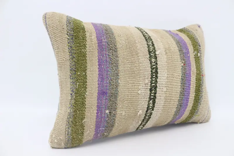 Kilim Cushion Sham, 16x24 Purple Cushion Case, Vintage Kilim Throw Pillow, Tribal Cushion Case, Pillow for Couch, Pillow Sham - 3