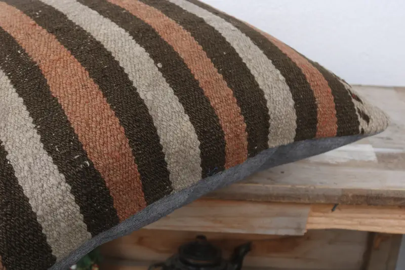 Bed Pillow, Seat Pillow Case, Cushion Cover, 16x16 Beige Cushion Cover, Couch Cushion, Boho Pillow, Antique Pillows, Handmade Kilim Cushion - 6