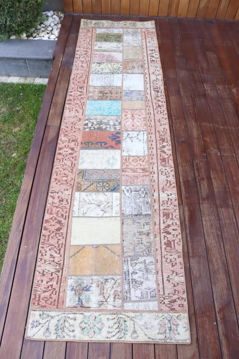 Handmade Brown Camouflage Rug, 2,3x8,9 ft Chic Decor