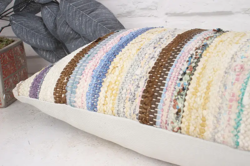Turkish Pillow, 12x36 Beige Pillow, Handmade Kilim Cushion, Vintage Kilim Throw Pillow, Art Deco Cushion, Colorful Pillow Case, Pillow Cover - 6