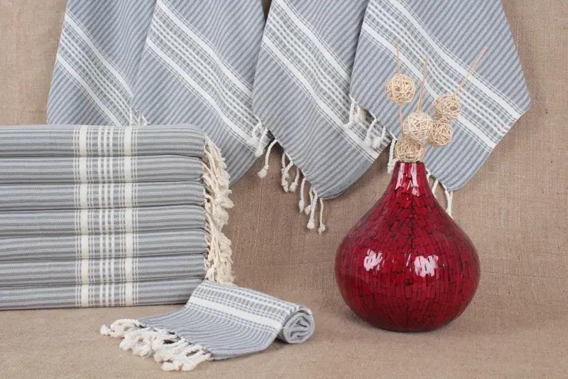 Dish Towel Turkish Hand Towel Cotton 18x40 Inches Embroidered Beige