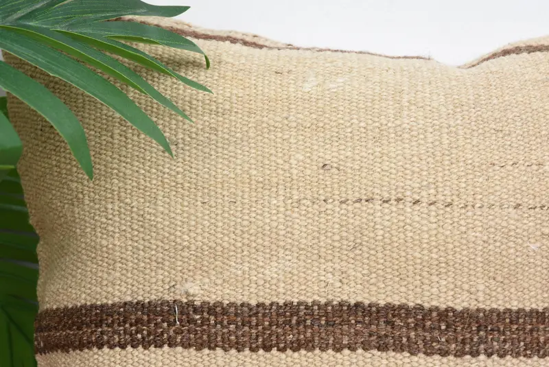 Ethnical Kilim Rug Pillow, 12x12 Beige Cushion, Vintage Kilim Pillow, Bed Cushion Cover, Vintage Kilim Throw Pillow, Pillow Sham - 2