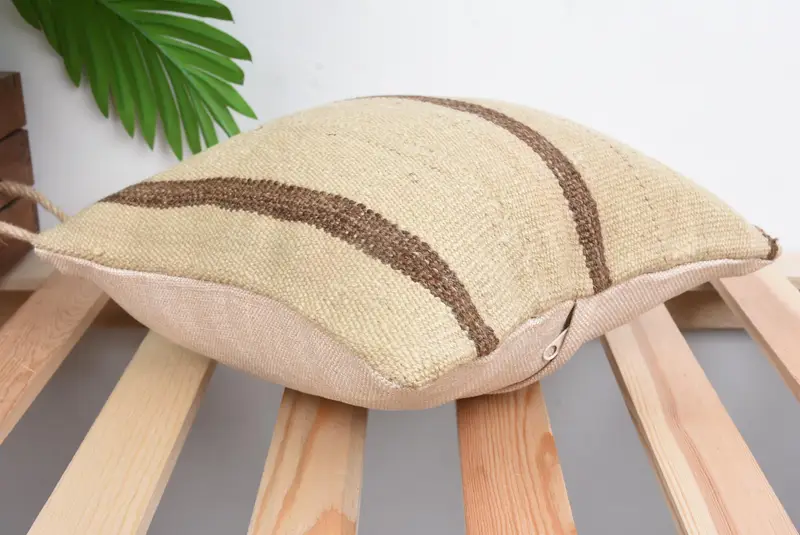 Ethnical Kilim Rug Pillow, 12x12 Beige Cushion, Vintage Kilim Pillow, Bed Cushion Cover, Vintage Kilim Throw Pillow, Pillow Sham - 6