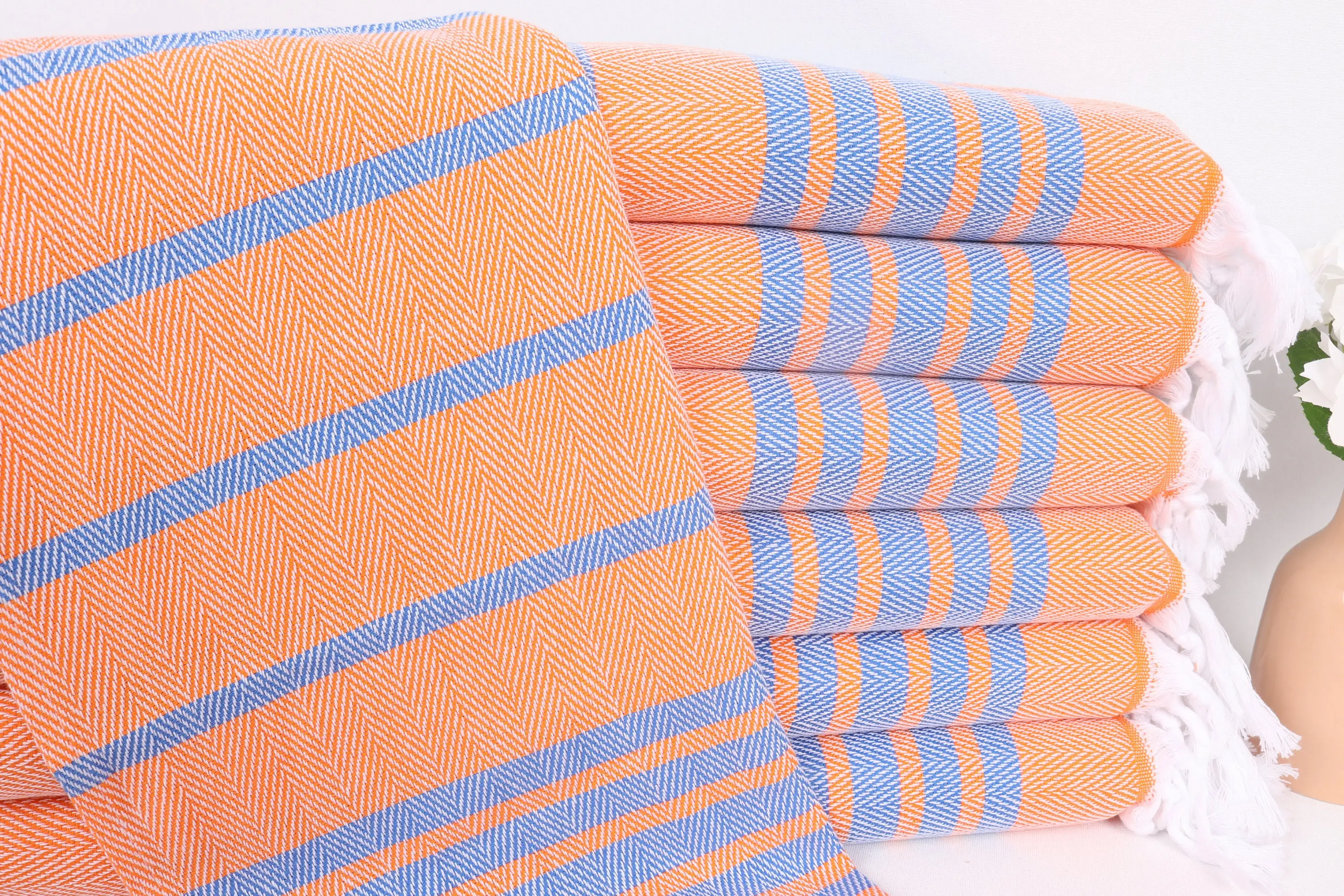 Orange-Saks Mavi Pamuklu El Havlusu Alt Kategori Banyo Havlusu, 20x40 İnç - 1
