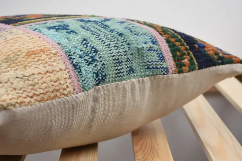 Kilim Pillow Cover, Cushion, Toss Pillow, 16x16 Green Pillow Cover, Sofa Bolster Cushion Case, Boho Pillow, Home Decor Pillow - 5