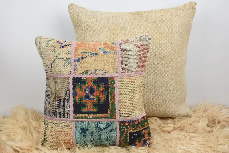 Kilim Pillow Cover, Cushion, Toss Pillow, 16x16 Green Pillow Cover, Sofa Bolster Cushion Case, Boho Pillow, Home Decor Pillow - 6