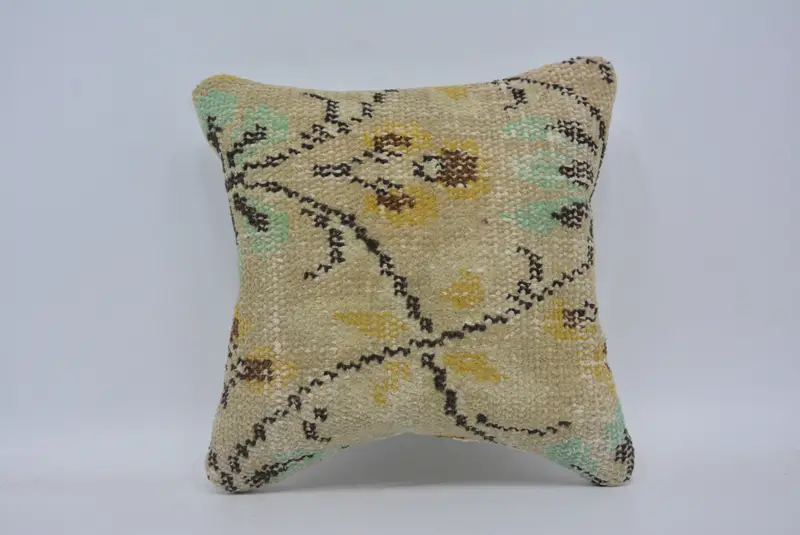 Ethnic Pillow Cover Pillow, Throw Kilim Pillow, Accent Throw Pillow Case, Cushion Case, 12x12 Beige Cushion Case, Antique Pillows, Pillow for Sofa - 1