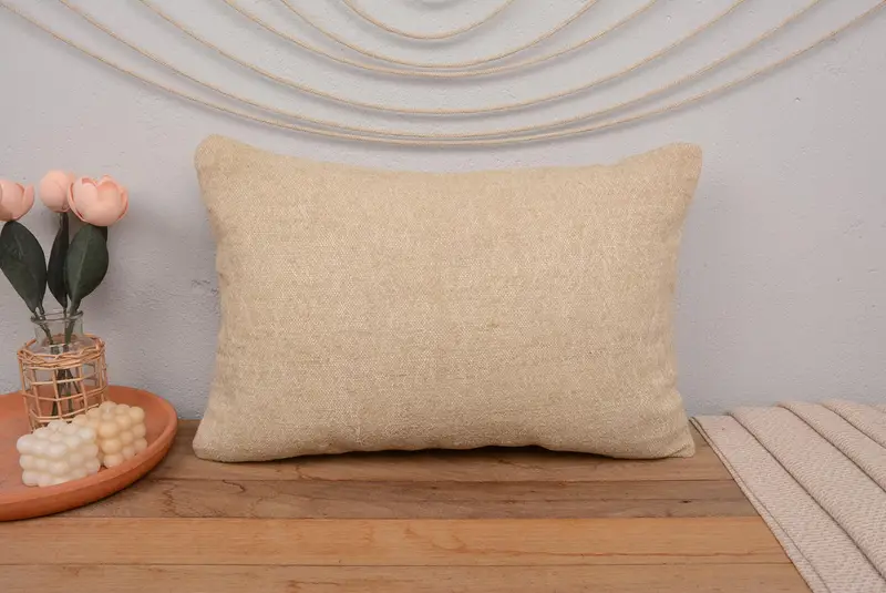 Home Decor Pillow, Boho Pillow, Handmade Throw Pillow, Ethnical Kilim Rug Pillow, Cushion Cover, One Of A Kind Cushion, 16x24 Beige Cushion Cover - 2
