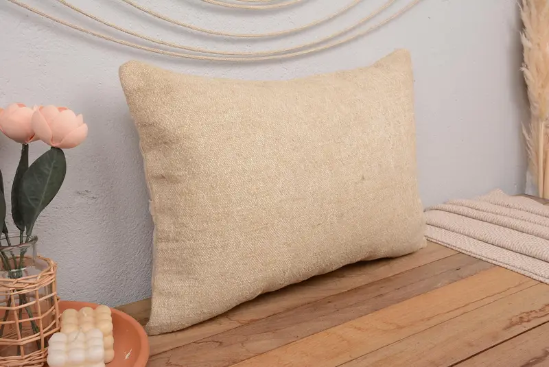 Home Decor Pillow, Boho Pillow, Handmade Throw Pillow, Ethnical Kilim Rug Pillow, Cushion Cover, One Of A Kind Cushion, 16x24 Beige Cushion Cover - 1