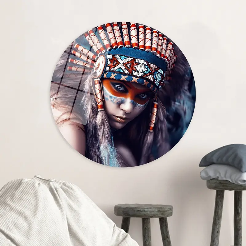 エレガントなネイティブ アメリカンの女の子戦士キャンバス プリント