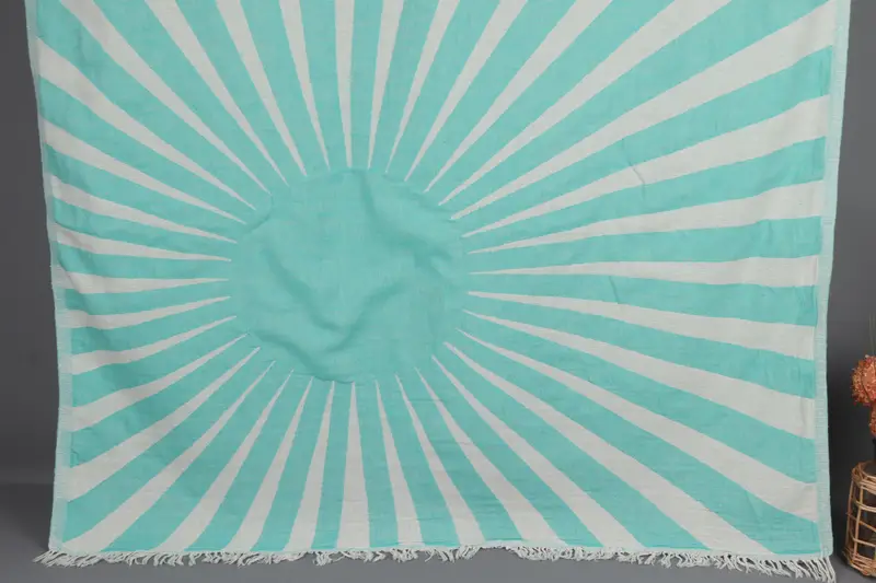 Turkish Bath Towel Green Stripes Beige, Organic Cotton, 36x71 Inches