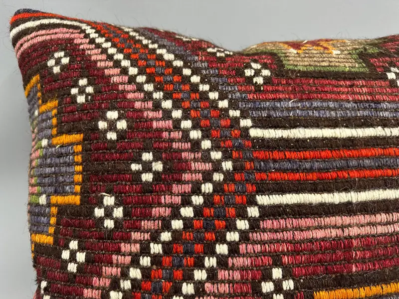 Vintage Pillow, Vintage Throw Cushion, Luxury Pillow, Vintage Kilim Pillow, Pillow Cover, Throw Kilim Pillow, 24x24 Red Pillow - 5