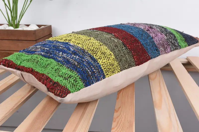 Pillow Sham, 12x24 Green Pillow Sham, Vintage Cushion Case, Farmhouse Pillow Sham, Boho Pillow, Vintage Kilim Throw Pillow, Pillow for Sofa - 6