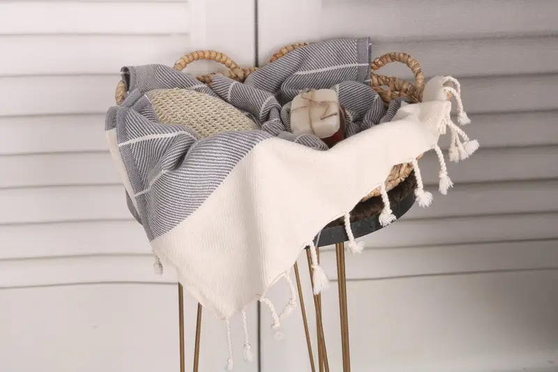 Personalized Kitchen Towel, Turkish Hand Towel, Turkish Tea Towel, Customized Turkish Towel, 36x16 Cotton Striped Towel, Bathroom Hand Towel - 2