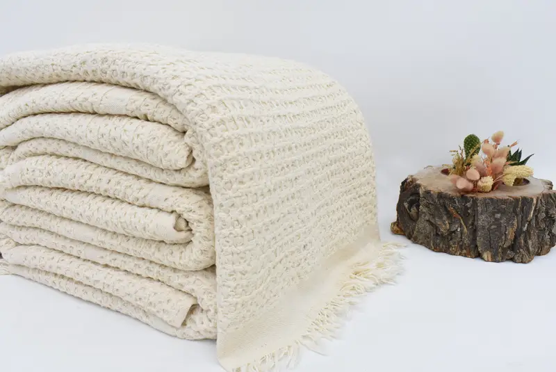 Christmas Tablecloth, 84x80 Cotton Waffle Towel, Boho Throw Blankets, Woven Blanket, Turkish Bedcover, Bachelorette Gifts, Wedding Gift For Bride - 2