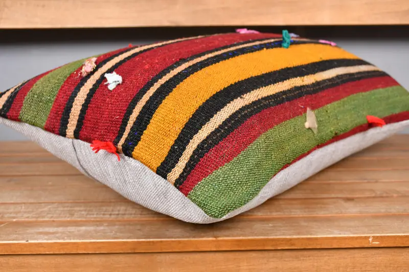 Hippie Throw Cushion, Handmade Kilim Cushion, Pillow Sham, Interior Designer Pillow, 16x24 Red Pillow Case, Kilim Cushion Sham, Pet Cushion Cover - 4