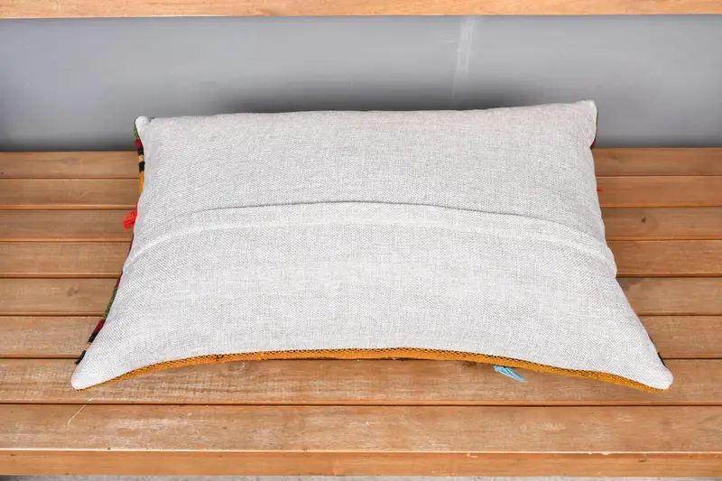 Hippie Throw Cushion, Handmade Kilim Cushion, Pillow Sham, Interior Designer Pillow, 16x24 Red Pillow Case, Kilim Cushion Sham, Pet Cushion Cover - 5