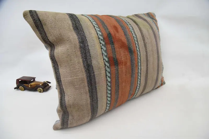 Gift Pillow, Turkish Kilim Pillow, Patio Cushion Case, Pillow Case, Toss Pillow Sham, Boho Pillow, 20x28 Brown Pillow Cover, Garden Cushion Cover - 3