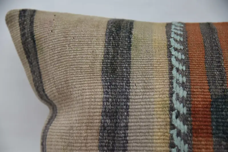 Gift Pillow, Turkish Kilim Pillow, Patio Cushion Case, Pillow Case, Toss Pillow Sham, Boho Pillow, 20x28 Brown Pillow Cover, Garden Cushion Cover - 2