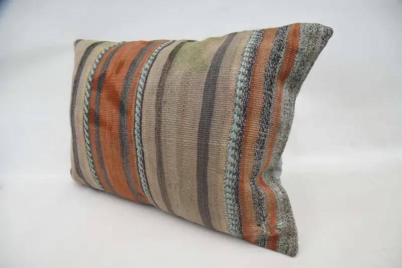 Gift Pillow, Turkish Kilim Pillow, Patio Cushion Case, Pillow Case, Toss Pillow Sham, Boho Pillow, 20x28 Brown Pillow Cover, Garden Cushion Cover - 5