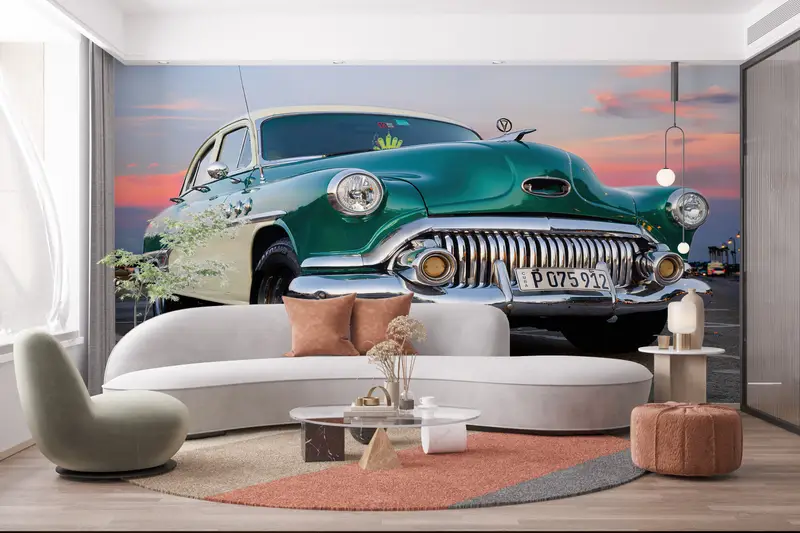 3D Paper Art, Retro Car Paper Art, Car Lover Gift Wall Print, Classic Car Wall Mural, Garage Wall Stickers, Gift For House, Car Wall Decor - 7