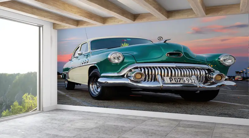 3D Paper Art, Retro Car Paper Art, Car Lover Gift Wall Print, Classic Car Wall Mural, Garage Wall Stickers, Gift For House, Car Wall Decor - 2