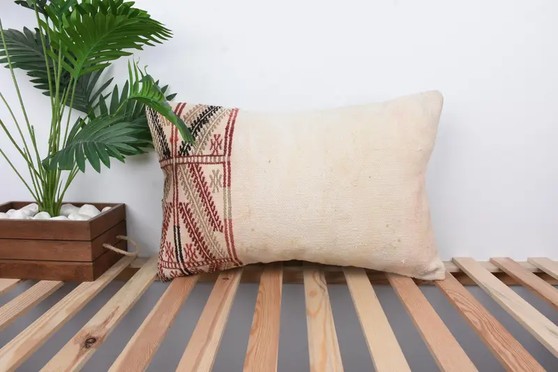Aztec Cushion Cover, Cushion Case, Pillow for Sofa, Ethnical Kilim Rug Pillow, Authentic Cushion Case, 16x24 White Pillow Cover, Home Decor Pillow - 1