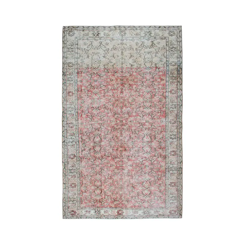 Türk 6.46x10.6 ft Halı, Oushak Vintage Halı, Kırmızı Ombré Yün Halı - 1