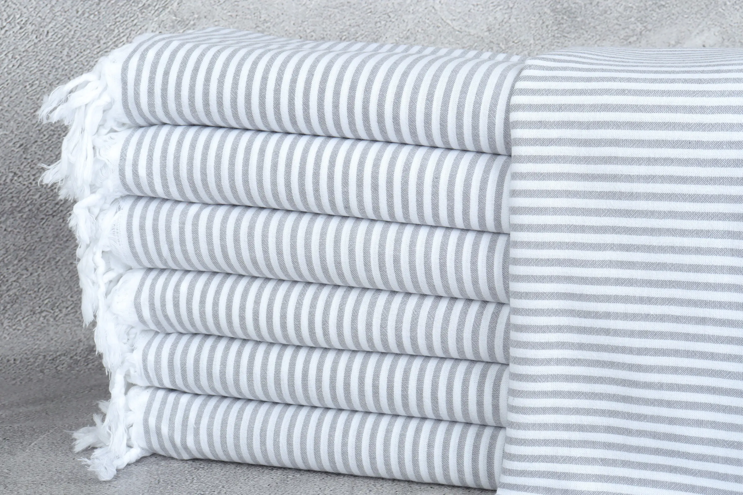 Custom Beach Towel Gray Striped Organic Cotton, 36x67 Inches - 1