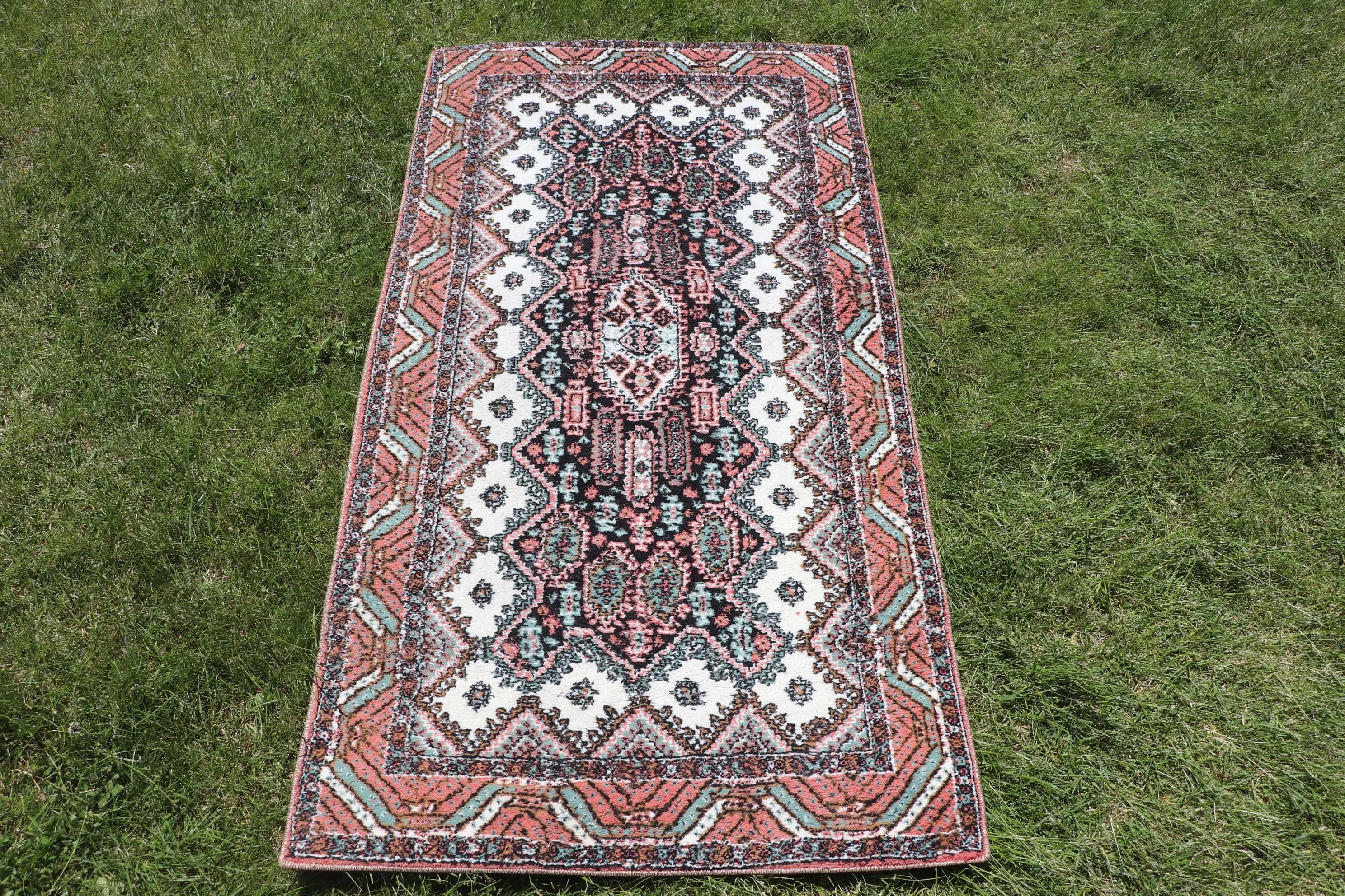 2.5x4.8 ft Rug, Turkish Vintage Rug, Red Floral Wool Rug - 1