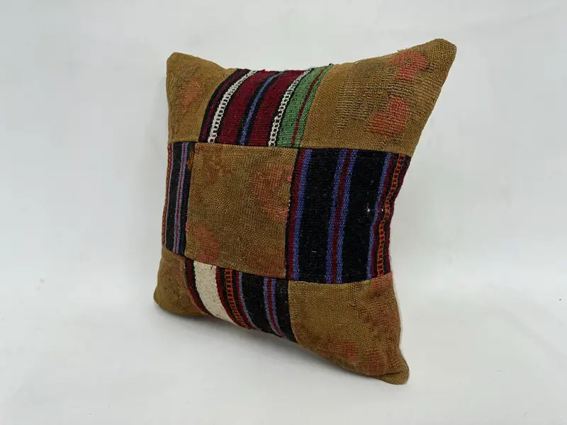 18x18 Purple Pillow Case, Ethnical Kilim Rug Pillow, Gift Pillow, Custom Pillow, Cushion Case, Boho Pillow Sham Cover, Handmade Cushion - 4