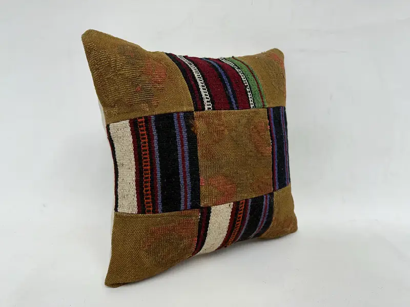 18x18 Purple Pillow Case, Ethnical Kilim Rug Pillow, Gift Pillow, Custom Pillow, Cushion Case, Boho Pillow Sham Cover, Handmade Cushion - 3