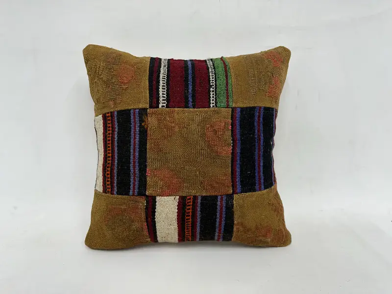 18x18 Purple Pillow Case, Ethnical Kilim Rug Pillow, Gift Pillow, Custom Pillow, Cushion Case, Boho Pillow Sham Cover, Handmade Cushion - 1