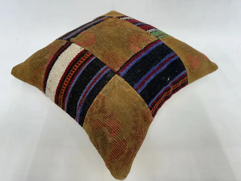 18x18 Purple Pillow Case, Ethnical Kilim Rug Pillow, Gift Pillow, Custom Pillow, Cushion Case, Boho Pillow Sham Cover, Handmade Cushion - 6