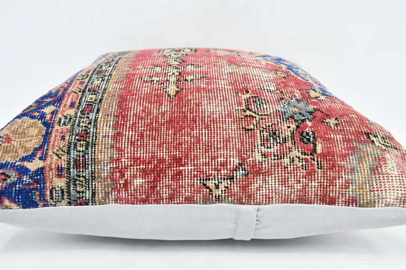 Pillow Case, 28x28 Red Cushion Case, Vintage Kilim Throw Pillow, Ethnical Kilim Rug Pillow, Colorful Cushion, Boho Pillow, Crochet Pattern Pillow - 6