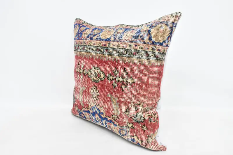 Pillow Case, 28x28 Red Cushion Case, Vintage Kilim Throw Pillow, Ethnical Kilim Rug Pillow, Colorful Cushion, Boho Pillow, Crochet Pattern Pillow - 4