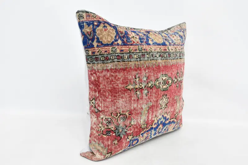 Pillow Case, 28x28 Red Cushion Case, Vintage Kilim Throw Pillow, Ethnical Kilim Rug Pillow, Colorful Cushion, Boho Pillow, Crochet Pattern Pillow - 3