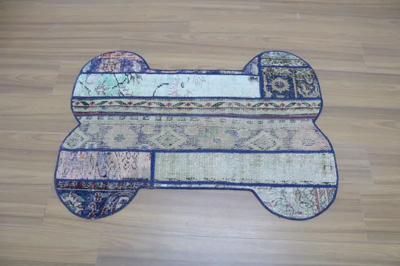 Medium Beige & Green Cotton Pet Mat with Foam Filling, Pet Pad