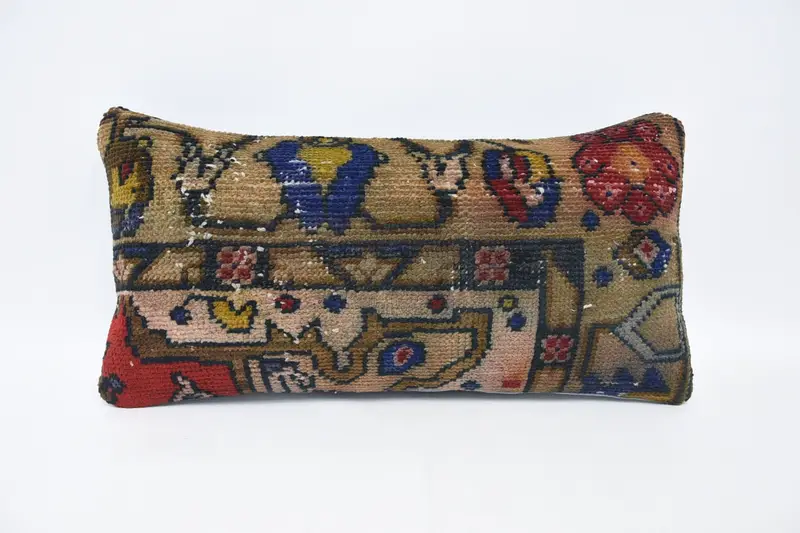 Rectangle Throw Pillow, Blue Holiday Decor Antique 12x24 inch Cushion Case - 1