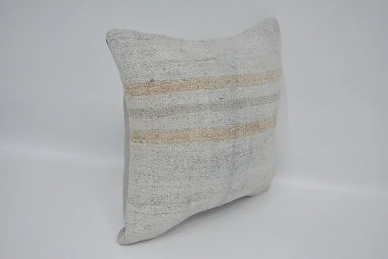 Kilim yastık sham, yastık kılıfı, antika yastıklar, kanepe yastık kılıfı, boho yastığı, vintage atma yastık kılıfı, 16x16 bej yastık kılıfı - 3