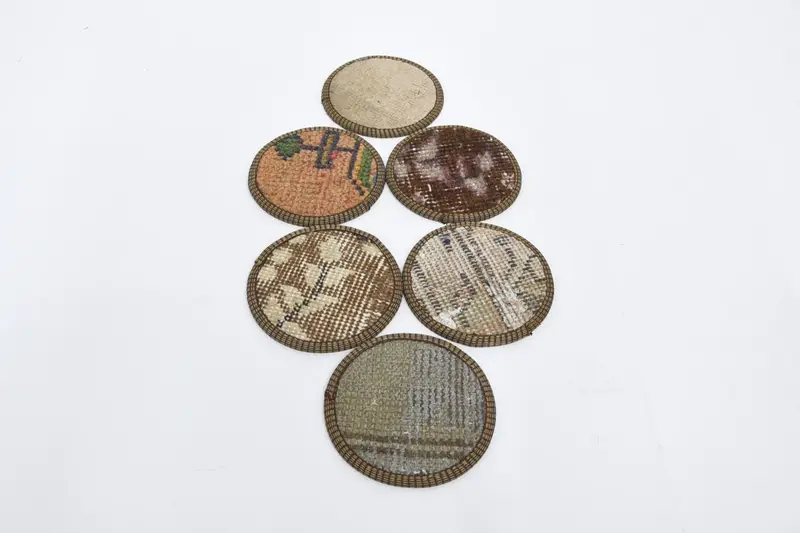 Bohemian Round Coaster, Brown and Orange Decorative Coaster