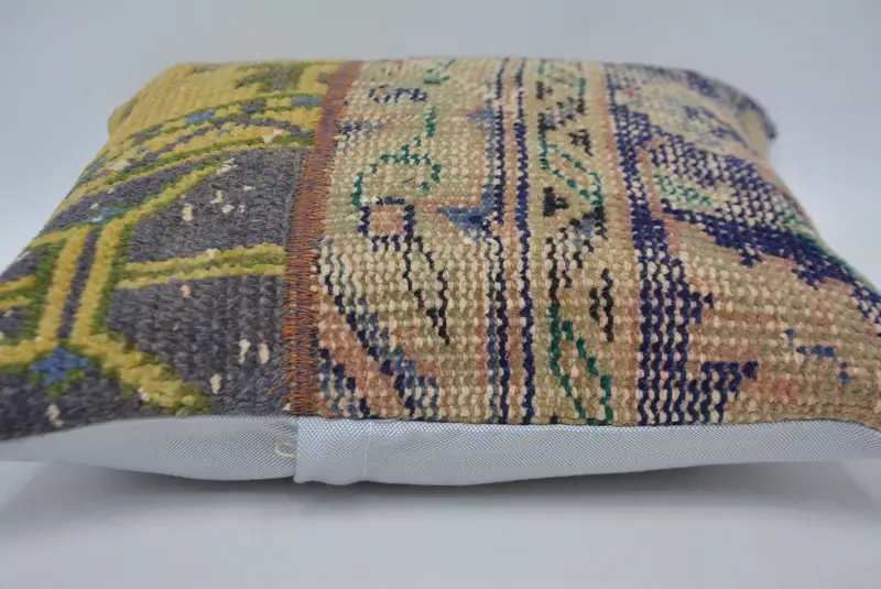 Aztec Pillow Sham, 16x16 Yellow Pillow Cover, Turkish Corner Pillow Cover, Kilim Pillow Cover, Cushion Cover, Vintage Kilim Pillow, Vintage Pillow - 5