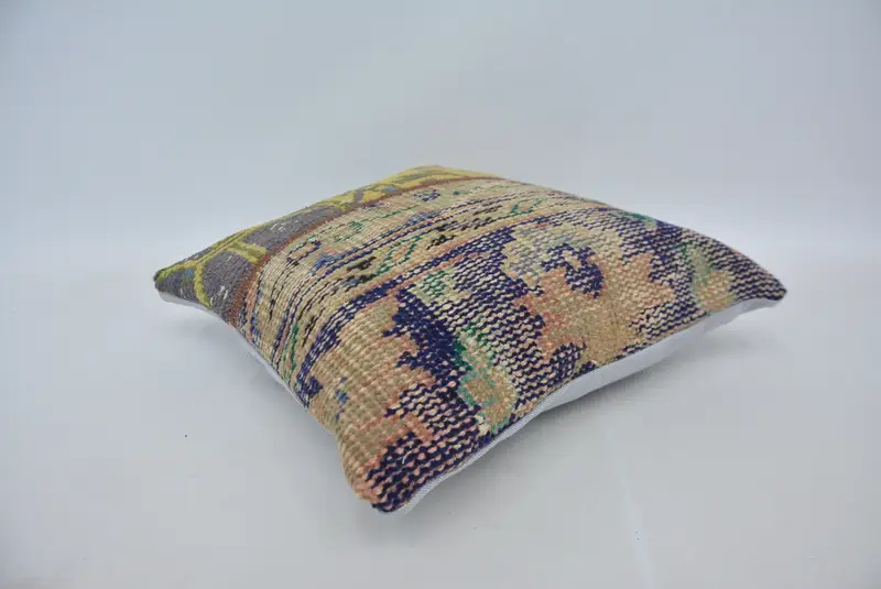 Aztec Pillow Sham, 16x16 Yellow Pillow Cover, Turkish Corner Pillow Cover, Kilim Pillow Cover, Cushion Cover, Vintage Kilim Pillow, Vintage Pillow - 6