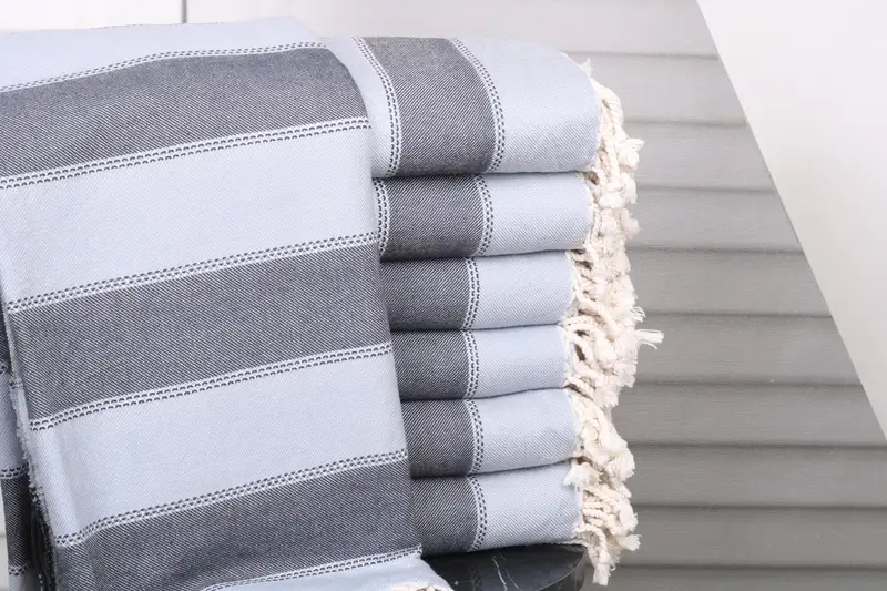 Beach Towel Black-Baby Blue Monogram, 36x65 Inches