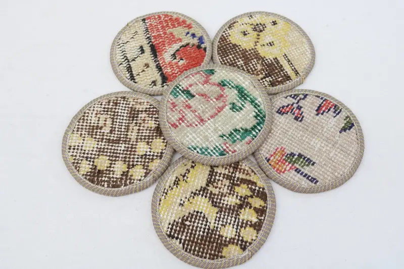 ボヘミアンラウンドコースター、ブラウンとベージュのドリンクコースター