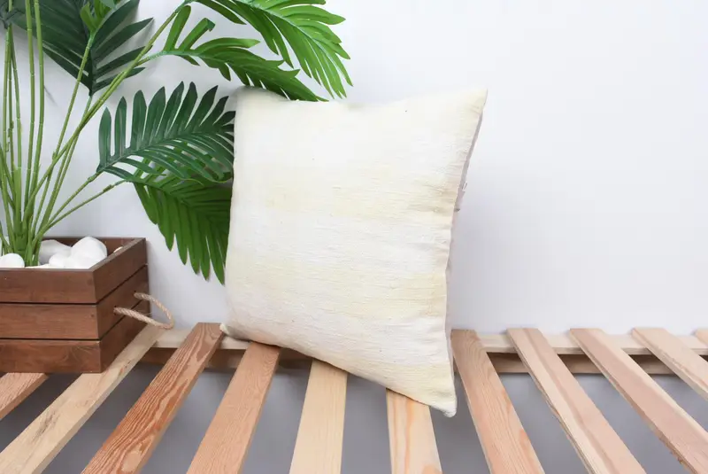 Vintage Pillow, Decorative Throw Pillow Sham, Kilim Cushion Sham, 14x14 White Cushion, Pillow Sham, Living Room Throw Cushion, Vintage Kilim Pillow - 5