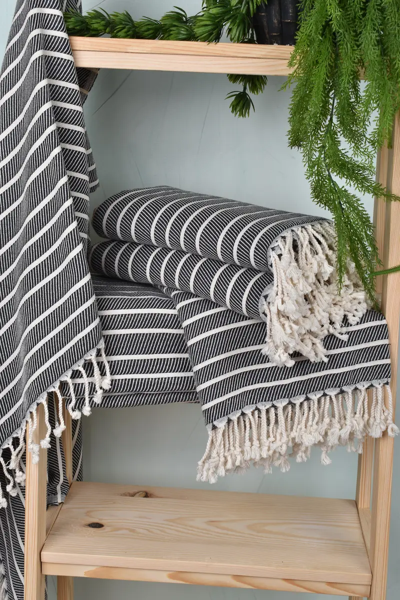 Handwoven Turkish Towel, 70x40 Bamboo Herringbone Towel, Housewarming Gift, Bachelor Bachelorette Party Favors, Family Gift, Wedding Gifts Towel - 6